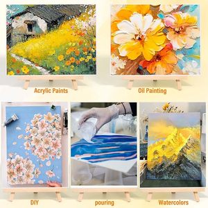 8x10 inch vải bảng vải bảng điều khiển và giá vẽ bằng gỗ đứng vải sơn Bộ dụng cụ cho nhóm sơn trẻ em - Product Image 5