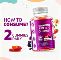 Gummies aux fibres, saveur naturelle fruitée, moelleuses et réconfortantes, sans arôme artificiel, à base de vrais fruits