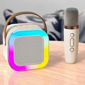 Mini alto-falante portátil Bluetooth K12 caixa de som de áudio de karaokê com microfone sem fio sistema de reprodutor de luz LED