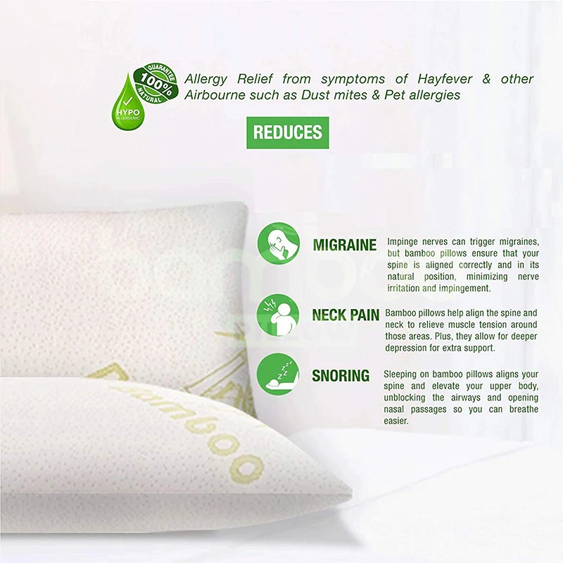 Bamboo Cover Shredded  Memory Foam Bed Pillow Adjustable Sleep Better
