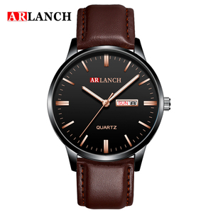 Versatile Mens Everyday Watch Black Leather Strap Rose Gold Tone Hands Date Window Quartz Wristwatch - Product Image 5