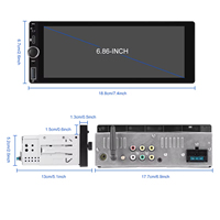 Autoradio Android Podofo 1 Din 2+64 Go Écran tactile 6,86 pouces CarPlay Android Auto 1080P GPS WiFi FM RDS Type C