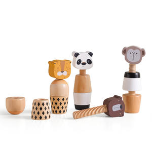 Enfants en bois motricité fine cerveau Puzzle couleur Animal jeu cognitif vis jouet Montessori vie compétence jouet - Product Image 4