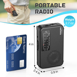 Miniradio AM FM, werkt op batterijen, koordje, uitstekende ontvangst, transistorradio's met hoofdtelefoonaansluiting, gewicht 2,7 oz, miniradio - Product Image 2