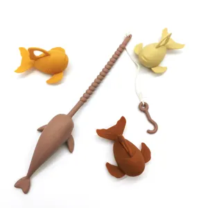 Jouet de pêche flottant en silicone pour bébé, jouet de bain en silicone pour animaux marins