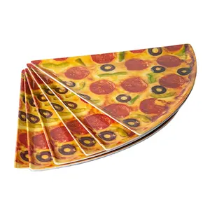 6-delige 9 Inch Onbreekbare Melamine Pizza Plaat Milieuvriendelijk Plastic Schaaltjes Gepigmenteerd Patroon Voor Restaurant Gebruik