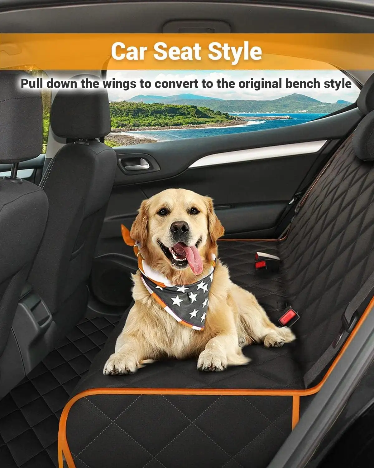 SOJOY Dog Car Seat Cover  600D Heavy Dog Seat Cover for Back Seat  100% Waterproof Scratch Proof Nonslip Dog Hammock for Car