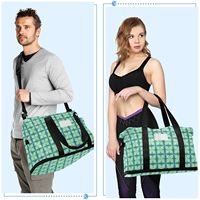 2 sacs de voyage en nylon à fermeture éclair, personnalisés avec motif floral Ulu d'Hawaï, sacs de week-end, sacs de sport avec compartiment pour chaussures