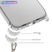 Coque de téléphone transparente en TPU souple antichoc découpée avec précision, avec lanière détachable à quatre coins, pour iPhone 18, 17, 16 Pro Max
