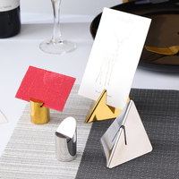 Penyangga Kartu Nama Silinder Minimalis Modern Polesan Cermin Stainless Steel, Penyangga Nomor Meja Emas, Penyangga Gambar Menu