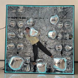 NIKA 파티 장식 실버 거울 사진 부스 상자 풍선 풍선 공 장식 잡지 배경 사진 부스 - Product Image 2