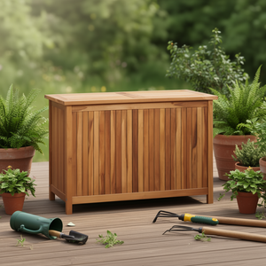 Cassetta Portaoggetti da Esterno in Legno Massello di Teak 35.4x19.7x22.8 Rettangolare Marrone - Product Image 2