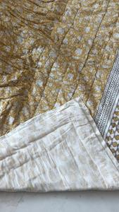 Handmade Indian Reversible Jaipuri Quilt Floral Rajai Bedspread Cotton Fill Hand Block Print Ethnic Home Decor Throw <b>Bedding</b> - Product Image 3