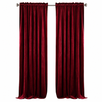 Cortinas Personalizadas de Terciopelo Holandés Color Vino Tinto para Ventanas Planas, Sala de Estar, Dormitorio, Color Sólido, Opacas