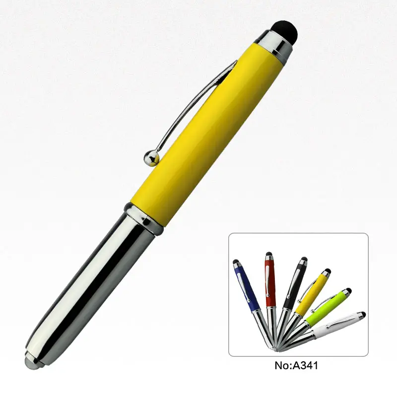 Nuovo prodotto multi funzionale penna del metallo HA CONDOTTO LA Luce Penna In Metallo con logo personalizzato