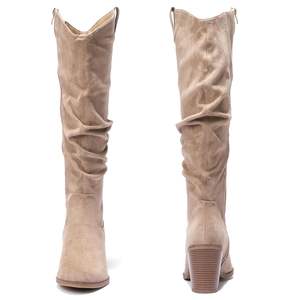 נשים אופנה הבוקרת אתחול רחב עגל רחב המערב גבוה גבוה העקב גבוה נוח צד רוכסן <span class=keywords><strong>bootie</strong></span> - Product Image 4