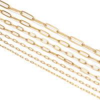 Chaîne plate en acier inoxydable plaqué or 18 carats, chaîne à maillons plats, chaîne à fermoir pour la fabrication de colliers, bracelets et bijoux DIY, vente en gros