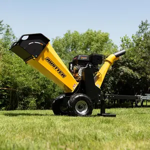 AUSTTER Trailer Mounted Heavy Duty 15hp Petrol Engine Powered Twigs log wood chipper Shredder