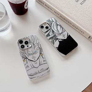 Nouvelle coque de téléphone en TPU PC résistant à l'impression UV, style anime chinois, Dragon Ball <span class=keywords><strong>Vegeta</strong></span>, carton blanc et noir, pour <span class=keywords><strong>iPhone</strong></span> 15 Pro Max 14 13 - Product Image 6