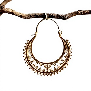 Nickle Free Bohemian Jewelry Tribal <b>Women</b> <b>Earring</b> Brass <b>Hoop</b> <b>Earring</b> - Product Image 3