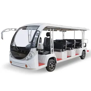 Electric China 14 Passengers Electric Sightseeing Bus Car Shuttle For Vacation 100KM Ev Car