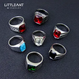 Kleine Mier Nieuwe Luxe Rode En Zwarte Zirkoon Hiphop Sieraden Ring Rvs Heren Ring Groothandel