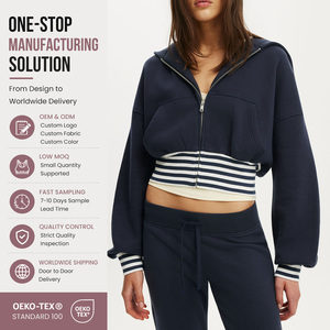 Ribbed Straps Cuff and Hem Design <strong>Women's</strong> <strong>Longline</strong> <strong>Hoodie</strong> No logo <strong>Women's</strong> Hoodies Bulk Custom Full <strong>Zip</strong> <strong>Hoodie</strong> Manufacturer - Product Image 1
