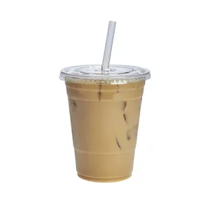 Skydear Clear Disposable Plastic Juice Smoothie Cups Take Away with Lids Cold Coffee Drinking Plastic Pet Cups