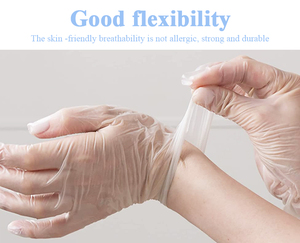 Food Service Disposable Vinyl Gloves 24CM Silicone-Free <b>Powder</b>-Free Non Sterile Clear Smooth <b>Texture</b> Customizable - Product Image 5