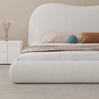 Zayshine Französisches Luxus-Bett in Creme, Weißes Sherpa-Bett in Übergröße für Hauptschlafzimmer, 1,5-1,8 Meter, Modulares Apartment-, Villa- und Hotel-Doppelbett