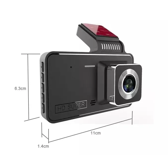 Kamera Dvr Mobil 1080P Kualitas Tinggi 4 Inci Tiga Camras Dvr Mobil Dash Cam Tiga Lensa Kualitas Tinggi Perekam 3 Cara Dashcam Penglihatan Malam