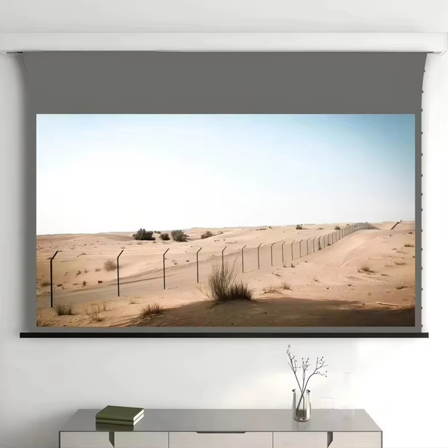 84-120 Inch Black Diamond ALR Motorized Drop-Down Projection Screen Tab-Tension 0.85 Gain 8K HD 16:9 Long Throw Projector