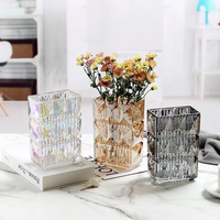 Vase à fleurs en verre artisanal texturé ondulé, style bohème vintage, pièce maîtresse décorative pour table de salon, mariage, décoration intérieure