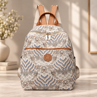 Sac à dos pour femme en nylon à motif imprimé, poche avant zippée, poignée supérieure, sac à dos pour femme OEM ODM, vente en gros, lot de 10 pièces