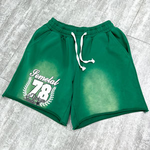 Streetwear Baggy Shorts en coton Shorts de basket-ball imprimés délavés au soleil personnalisés Shorts d'été délavés à l'acide Shorts pour hommes - Product Image 1