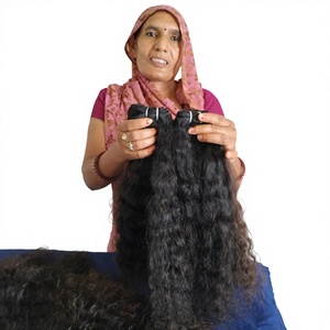 ผมต่อแบบอินเดียแท้ติดหนังกำพร้าสีดำเป็นลอนธรรมชาติ - Product Image 1