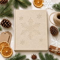Carnet A5 personnalisé de Noël en papier recyclé avec motif flocon de neige, couverture rigide, gaufrage à sec, 80 feuilles, marque-page ruban