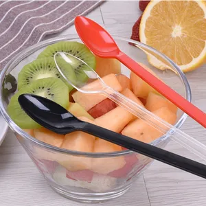 Hot-selling PP Plastic Colored Long Handle Soda Spoon Environmental Tableware Disposable Plastic Spoon