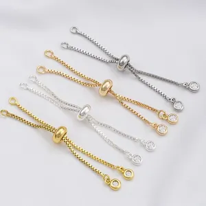 14K Bag Gold Color Silicone Beads Adjustable Extension Chain Short Hanging Zircon Diy Bracelet Jewelry Extension Chain