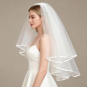 Voile de mariée blanc à deux couches ODM avec peigne, en tulle appliqué, lavable en machine pour femme - Product Image 6