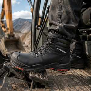 Bottes de sécurité en gros en cuir véritable avec embout composite et semelle en caoutchouc PU pour l'industrie de la construction - Product Image 3