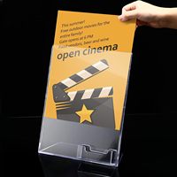 Espositore per Volantini in Acrilico con Tasca Porta Biglietti da Visita, Supporto Trasparente per Brochure, Riviste, Opuscoli e Menu