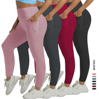Leggings de yoga 2025 en polyester élasthanne couleur unie, brossés double face, coupe ajustée, taille haute, extensibles dans les quatre sens