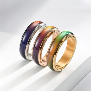 Dropshipping Products Wholesale Best Quality Fashion Jewelry Modern Metal <strong>Crafts</strong> Thermochromic Rotating Stainless Steel <strong>Rings</strong> - Product Image 6