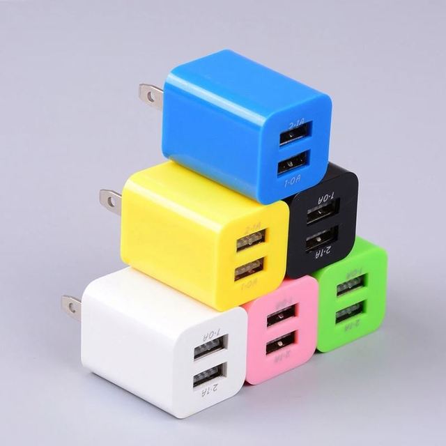 5V 2.1A US Plug USB Charging Dual Port Power Adapter Home Travel Block Wall Charger For Smart Phone