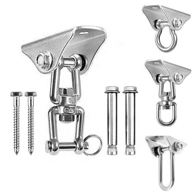 Heavy Duty 360 Swivel Swing Hangers Openable Stainless Steel Snap Hook for Ceiling Wood Porch Rigging Hardware Carton Packing