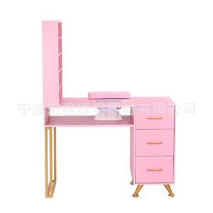 Table à ongles rose Hongzi avec rangement et collecteur de poussière pour usage en salon - Product Image 4