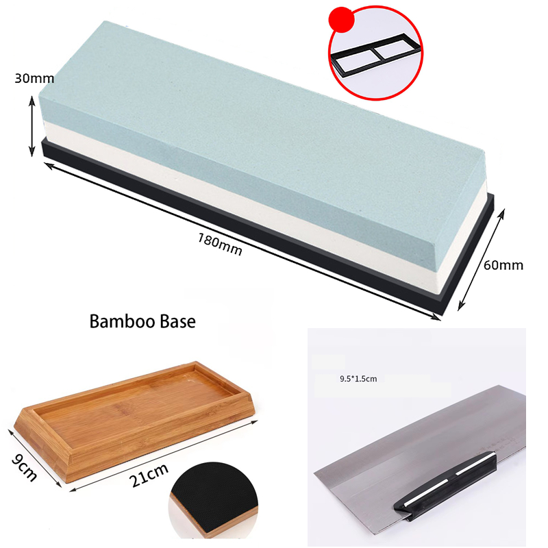 Piedra azul verde blanca + Base de bambú + set de fijador