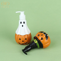 Distributeur de savon fantôme citrouille d'Halloween, design 2-en-1 mignon, flacon de savon liquide pour les mains, bouteille en plastique pour shampoing, nettoyant corporel et nettoyant visage
