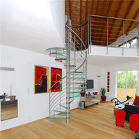 Escalier en colimaçon en verre gain de place pour projets résidentiels contemporains